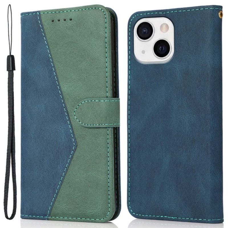 Custodia in pelle iPhone 14 Texture In Pelle Bicolore