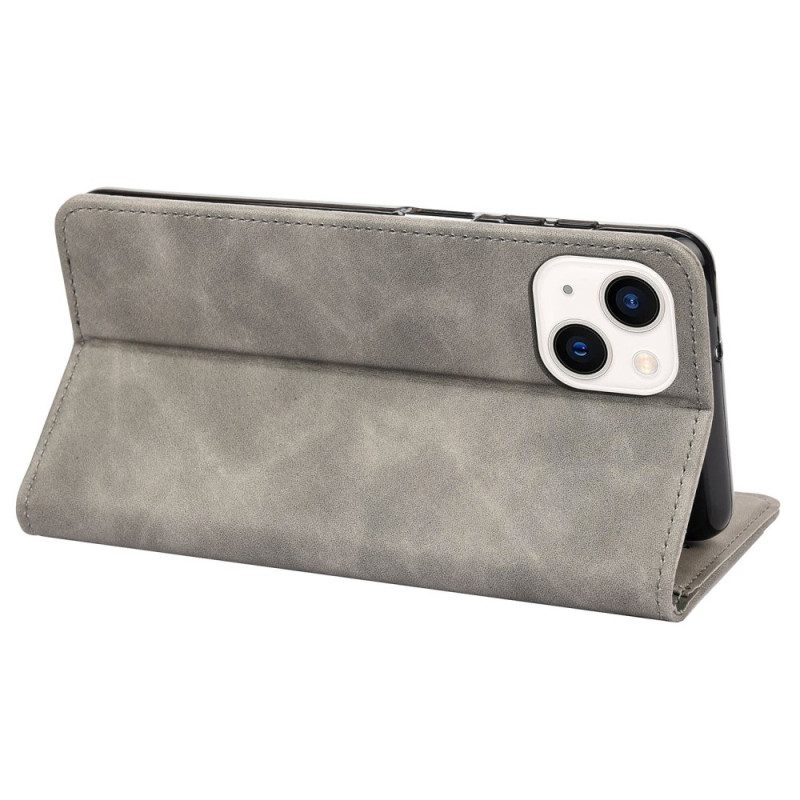 Folio Cover iPhone 14 Custodia in pelle Bicolore Con Rivetto