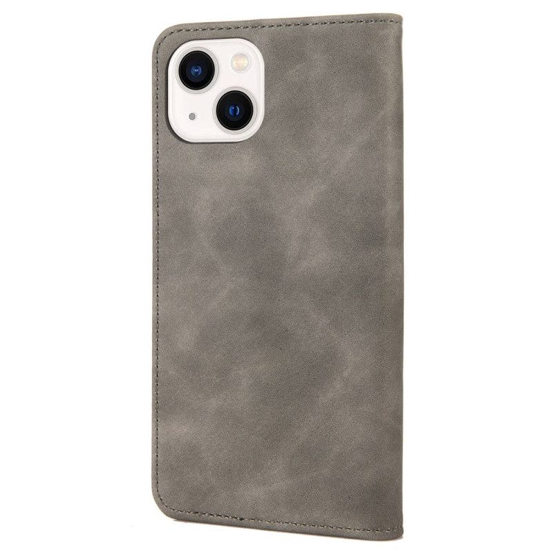 Folio Cover iPhone 14 Custodia in pelle Bicolore Con Rivetto