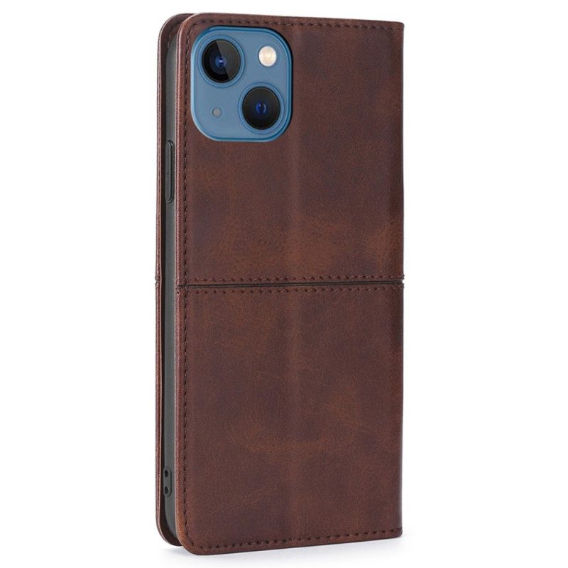 Folio Cover iPhone 14 Custodia in pelle Cuciture