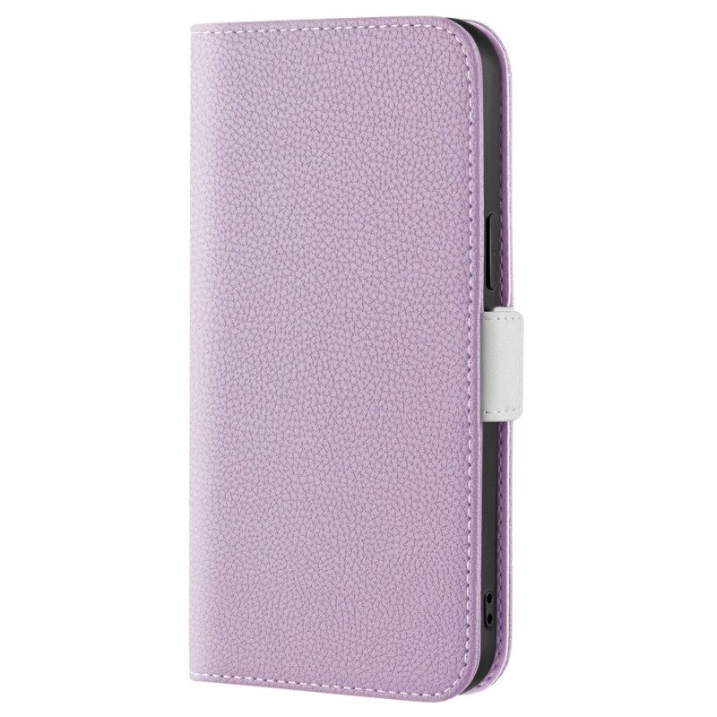 Folio Cover iPhone 14 Custodia in pelle Ecopelle Litchi