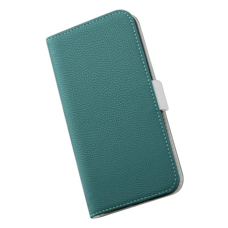 Folio Cover iPhone 14 Custodia in pelle Ecopelle Litchi