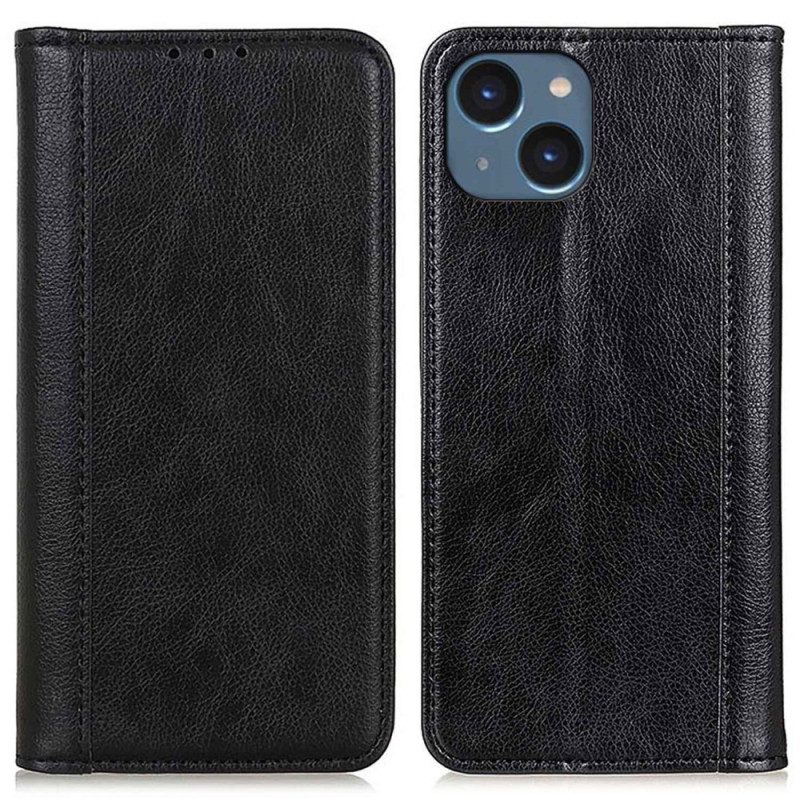 Folio Cover iPhone 14 Custodia in pelle Elegante Pelle Crosta