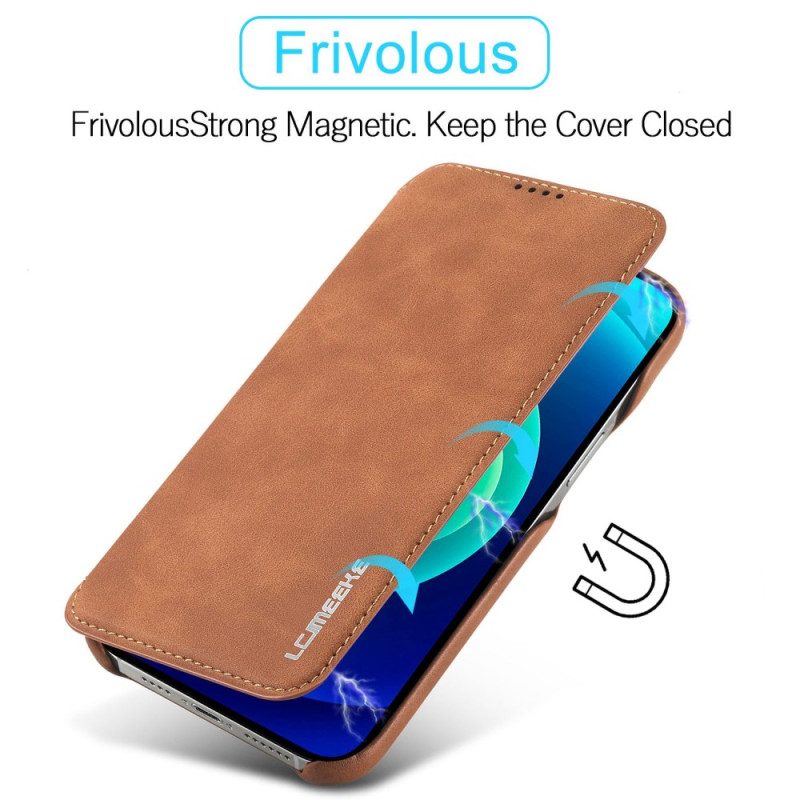 Folio Cover iPhone 14 Custodia in pelle Lc.imeeke Effetto Pelle