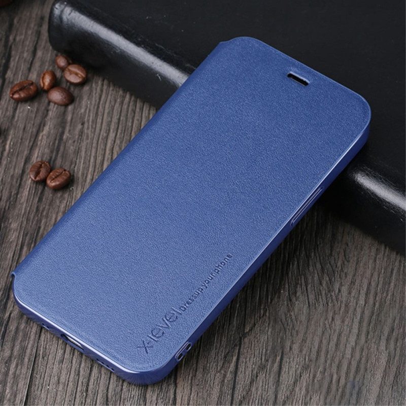 Folio Cover iPhone 14 Custodia in pelle Livello X In Finta Pelle