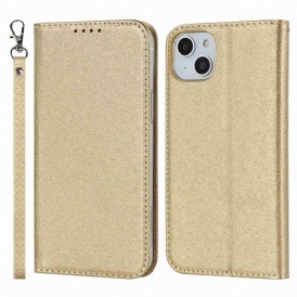 Folio Cover iPhone 14 Custodia in pelle Seta Con Spalline