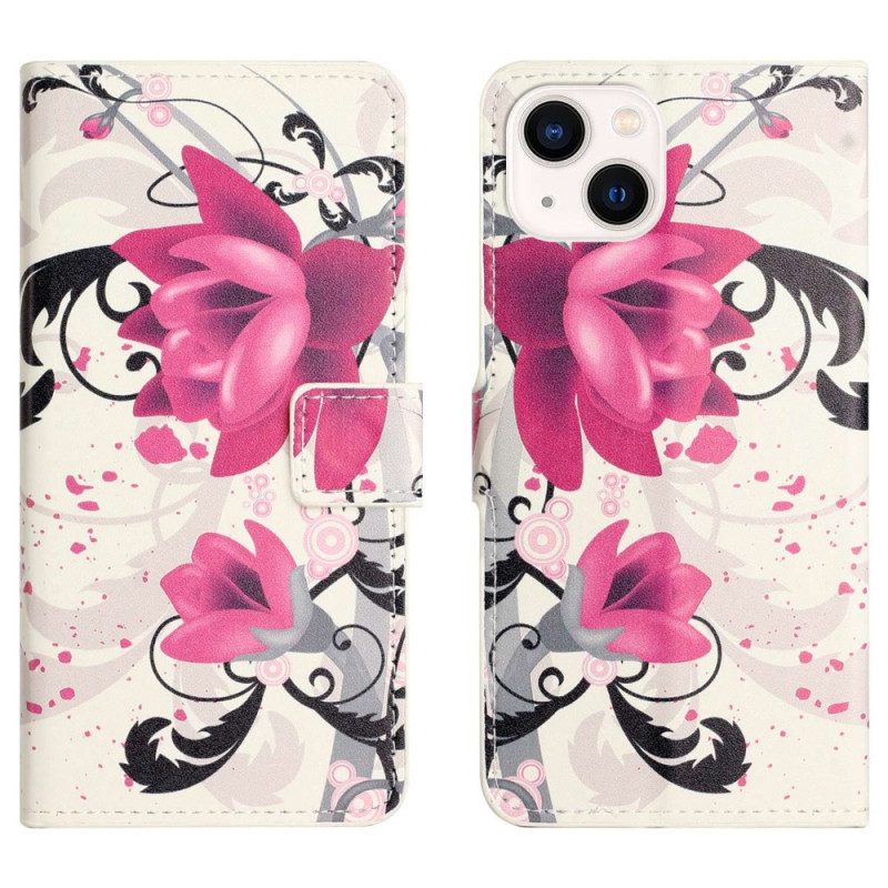 Folio Cover iPhone 14 Fiori Tropicali