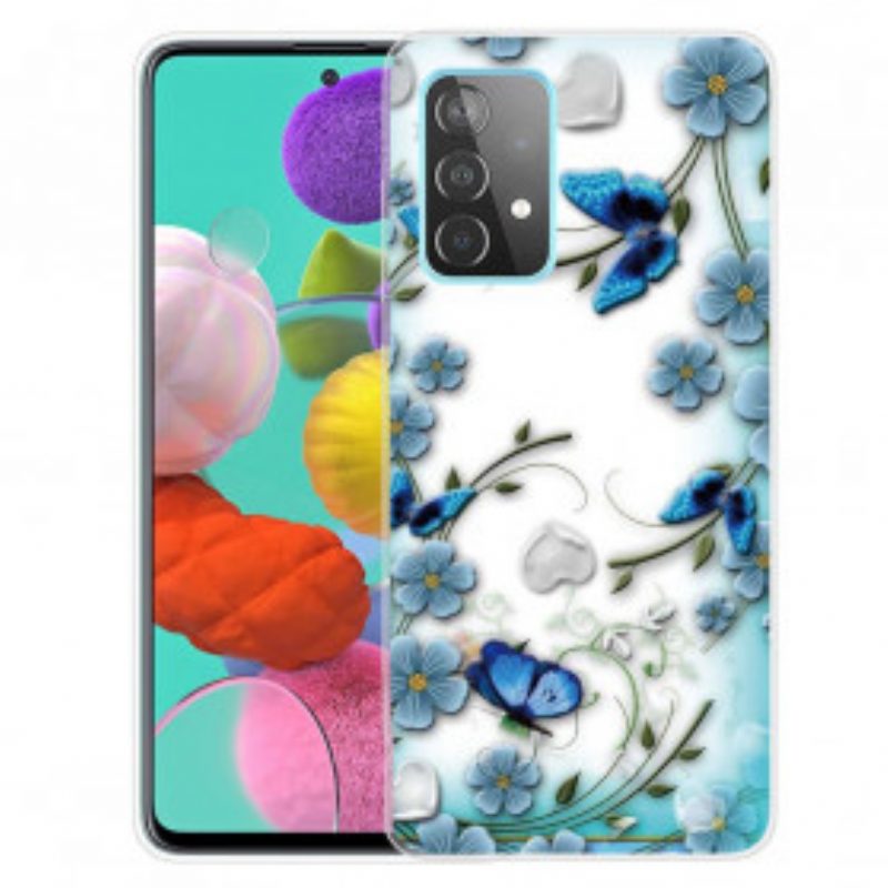 Cover Samsung Galaxy A32 5G Farfalle E Fiori Retrò