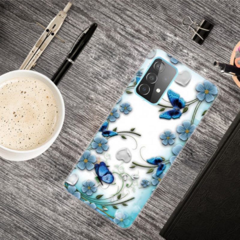 Cover Samsung Galaxy A32 5G Farfalle E Fiori Retrò