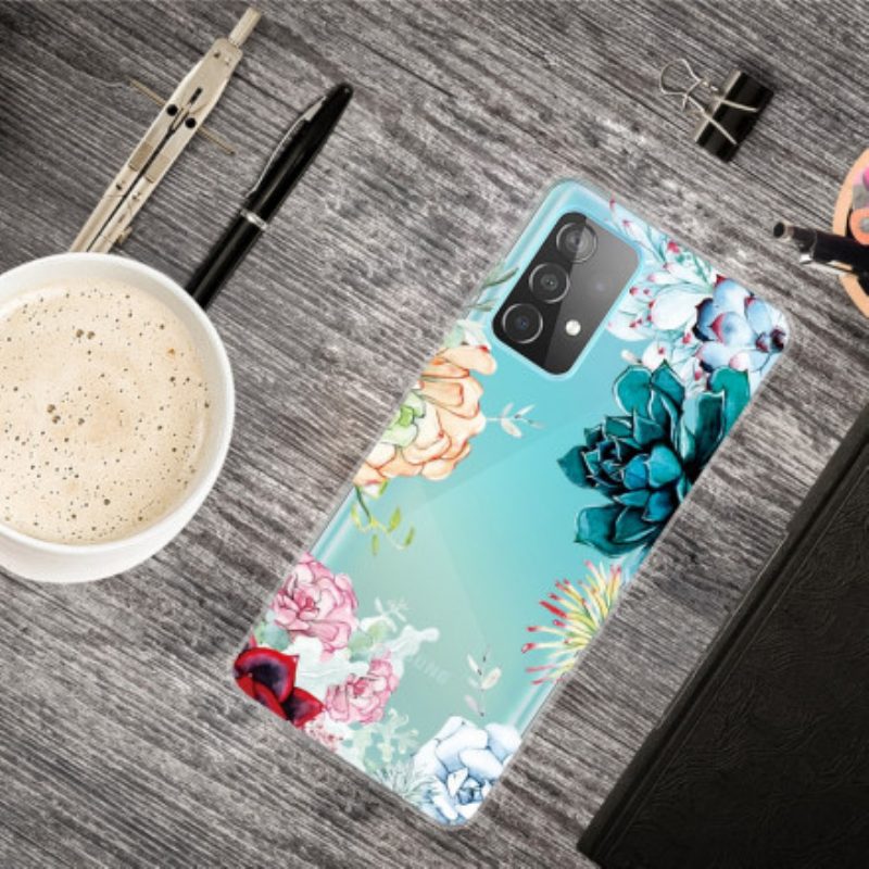 Cover Samsung Galaxy A32 5G Fiori Dell'acquerello Senza Soluzione Di Continuità