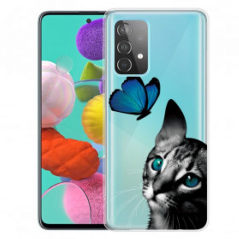 Cover Samsung Galaxy A32 5G Gatto E Farfalla