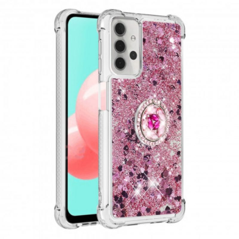 Cover Samsung Galaxy A32 5G Paillettes Con Supporto Ad Anello