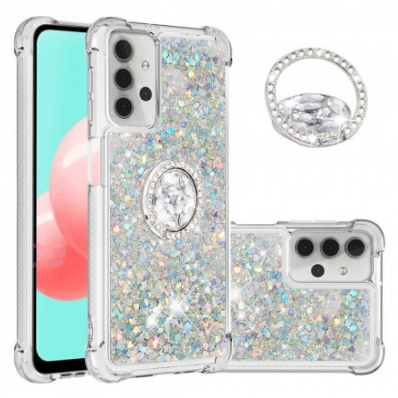 Cover Samsung Galaxy A32 5G Paillettes Con Supporto Ad Anello