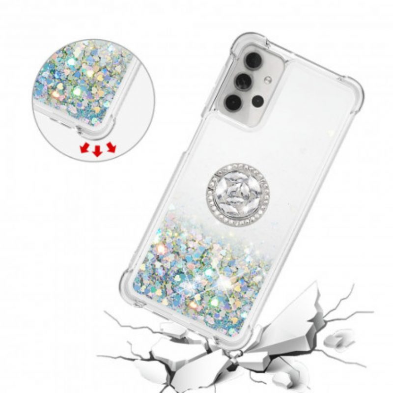 Cover Samsung Galaxy A32 5G Paillettes Con Supporto Ad Anello