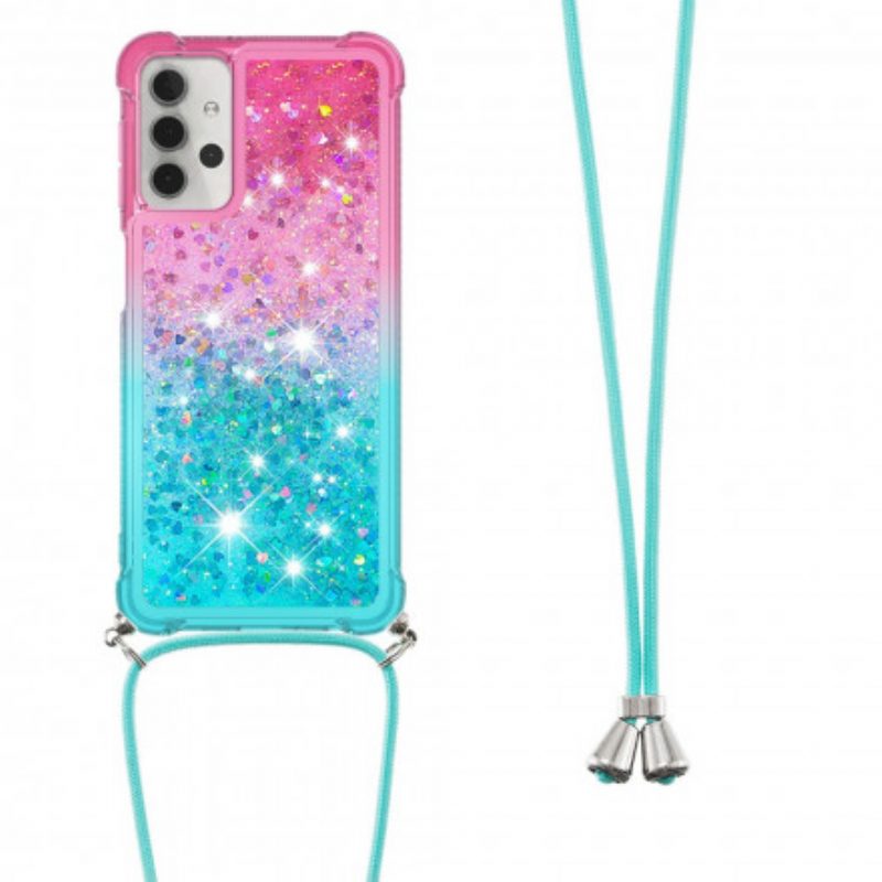 Cover Samsung Galaxy A32 5G Paillettes E Cordoncino In Silicone