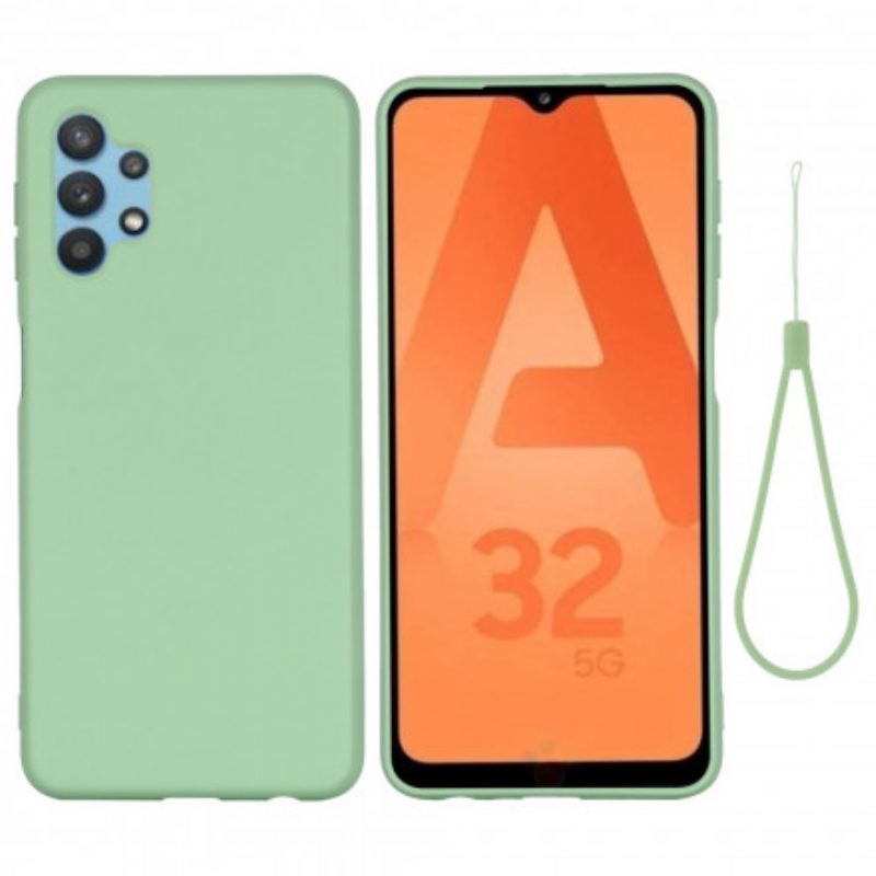 Cover Samsung Galaxy A32 5G Silicone Liquido Con Cordino