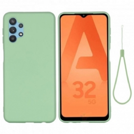 Cover Samsung Galaxy A32 5G Silicone Liquido Con Cordino