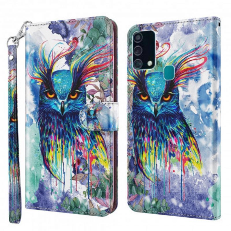 Custodia in pelle Samsung Galaxy A32 5G Acquerello Punto Luce Uccello