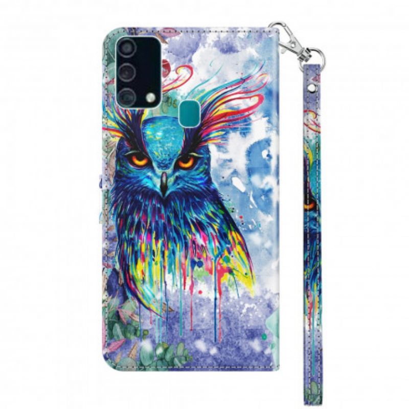 Custodia in pelle Samsung Galaxy A32 5G Acquerello Punto Luce Uccello