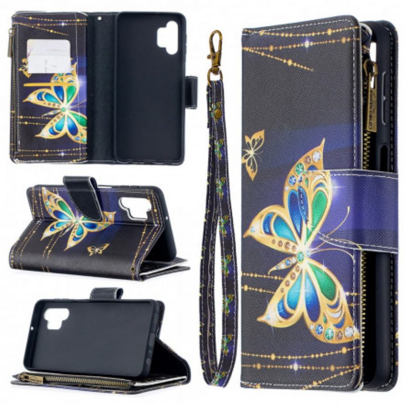 Custodia in pelle Samsung Galaxy A32 5G Custodia Con Zip Butterfly Art