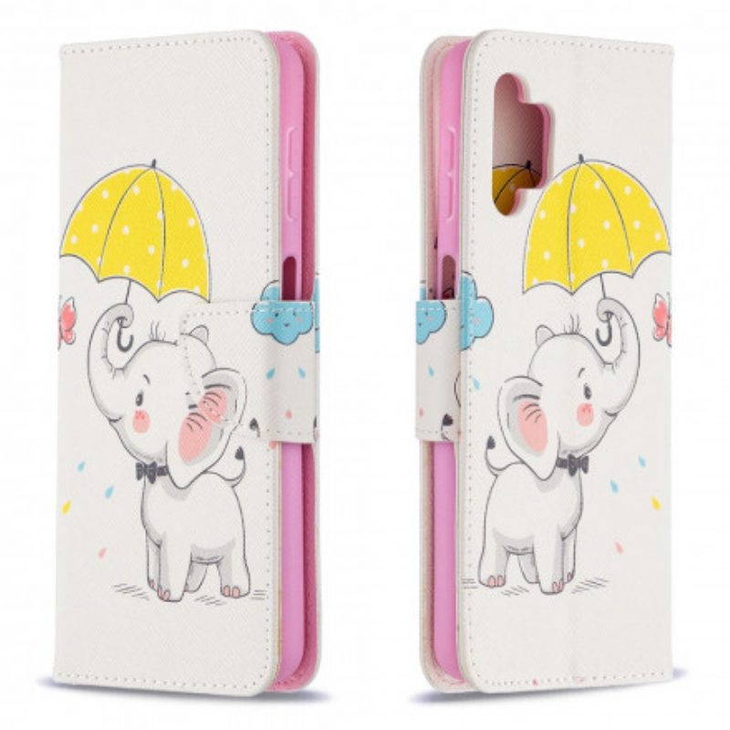 Custodia in pelle Samsung Galaxy A32 5G Cucciolo Di Elefante