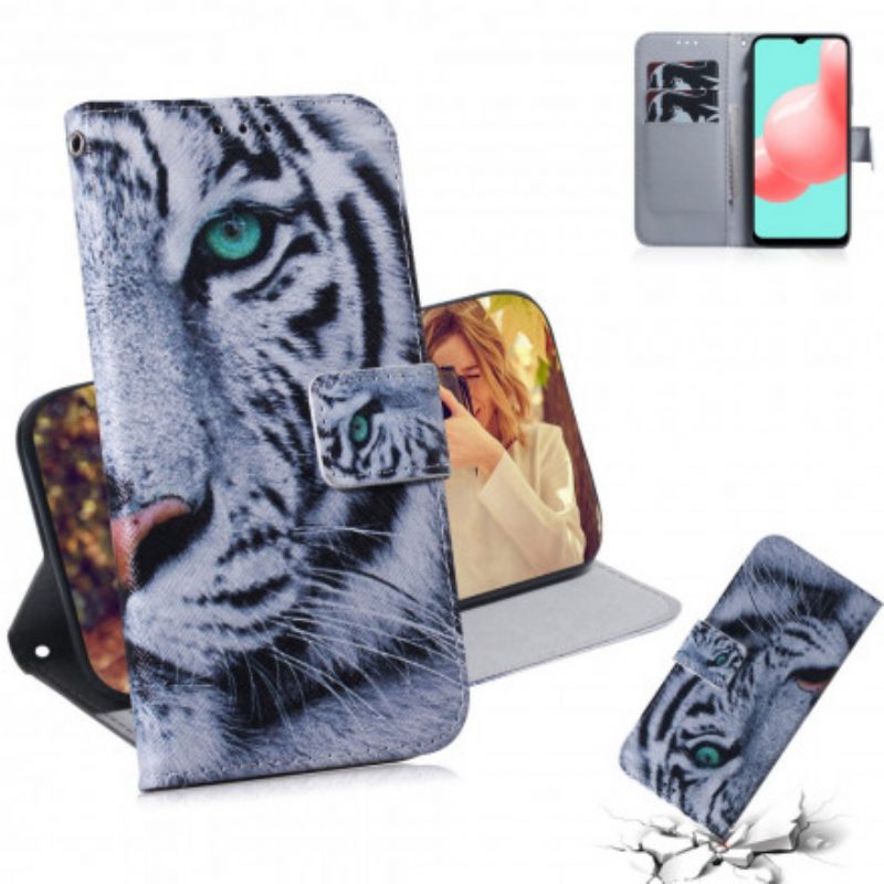 Custodia in pelle Samsung Galaxy A32 5G Faccia Da Tigre