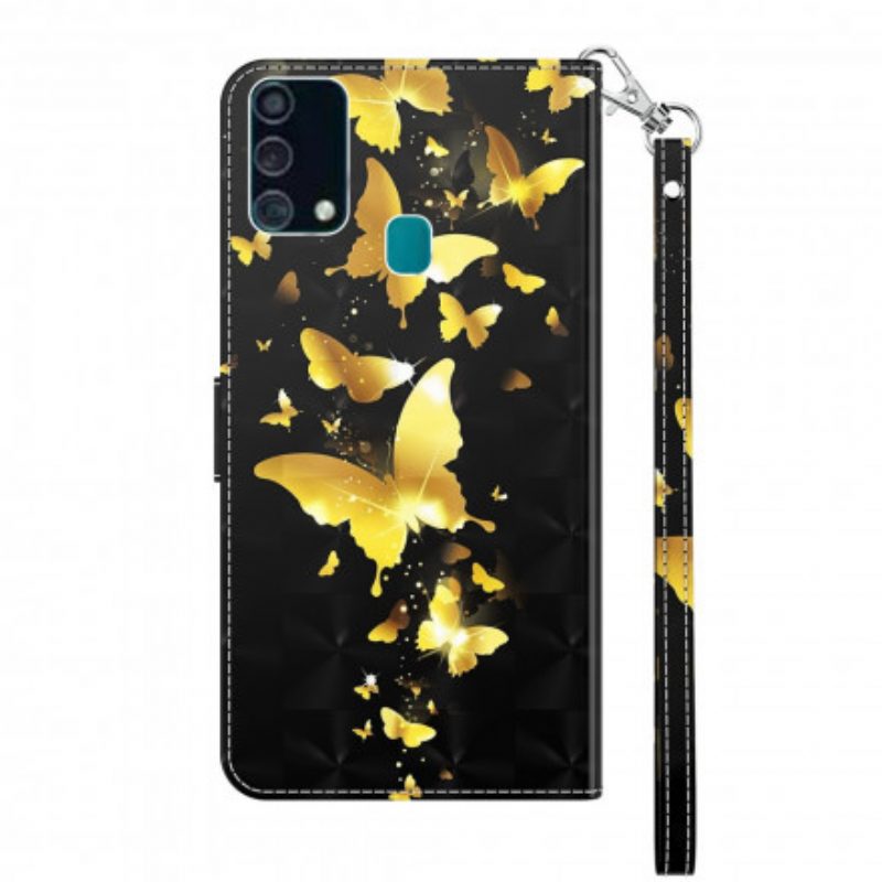 Custodia in pelle Samsung Galaxy A32 5G Farfalle Gialle