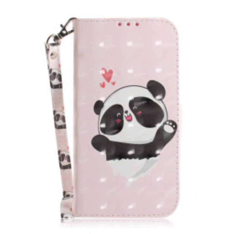 Custodia in pelle Samsung Galaxy A32 5G Panda Love Con Cordino