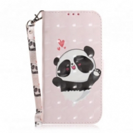 Custodia in pelle Samsung Galaxy A32 5G Panda Love Con Cordino