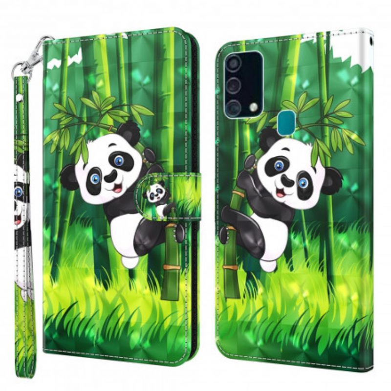 Custodia in pelle Samsung Galaxy A32 5G Punto Luce Panda E Bambù