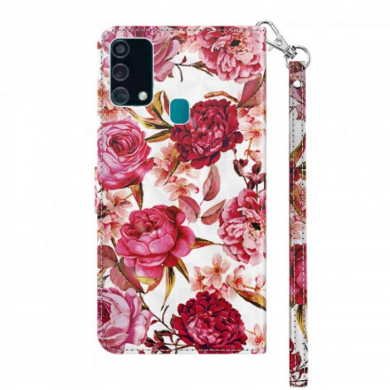 Custodia in pelle Samsung Galaxy A32 5G Punto Luce Rose Con Cordino