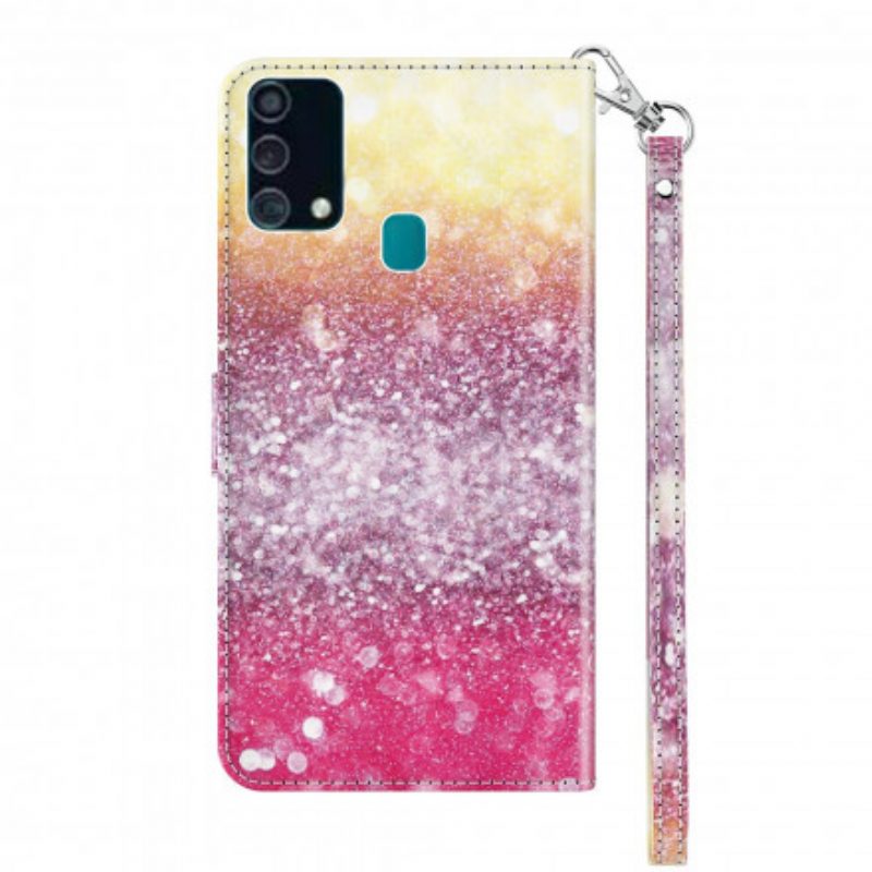 Custodia in pelle Samsung Galaxy A32 5G Punto Luminoso Glitter Magenta