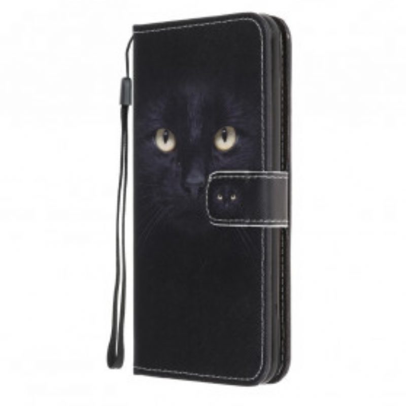 Custodia in pelle Samsung Galaxy A32 5G Strappy Occhi Di Gatto Nero