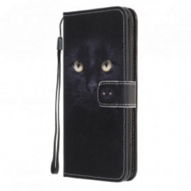 Custodia in pelle Samsung Galaxy A32 5G Strappy Occhi Di Gatto Nero