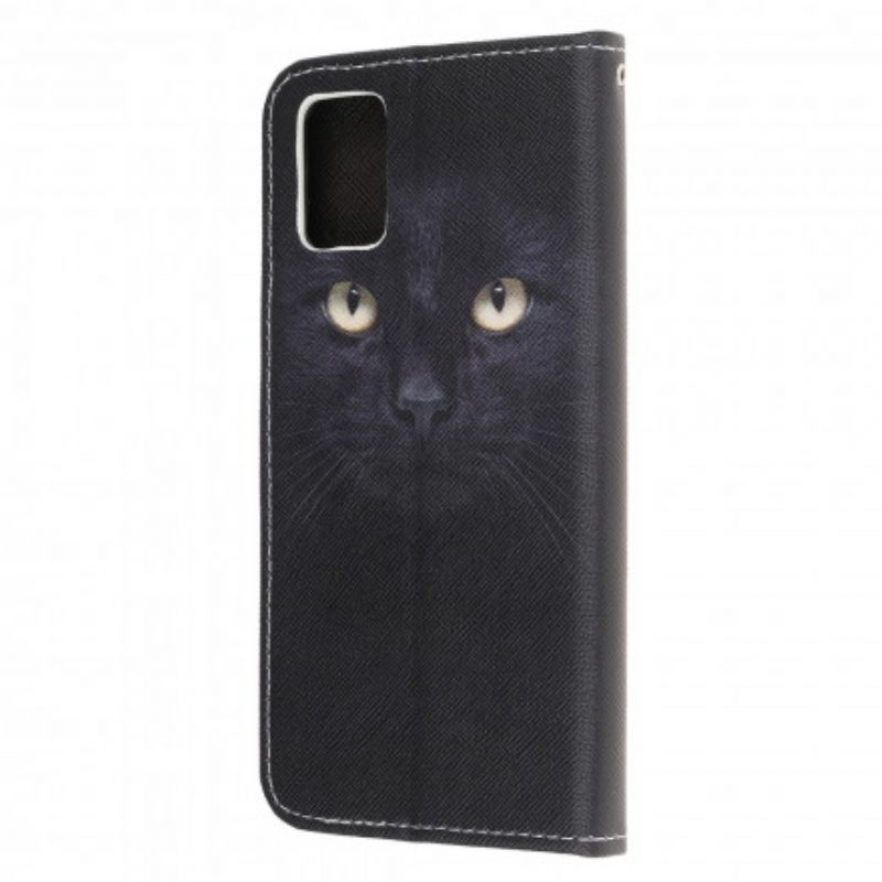 Custodia in pelle Samsung Galaxy A32 5G Strappy Occhi Di Gatto Nero