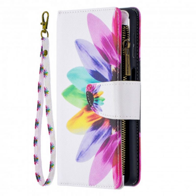 Custodia in pelle Samsung Galaxy A32 5G Tasca Con Zip A Fiore