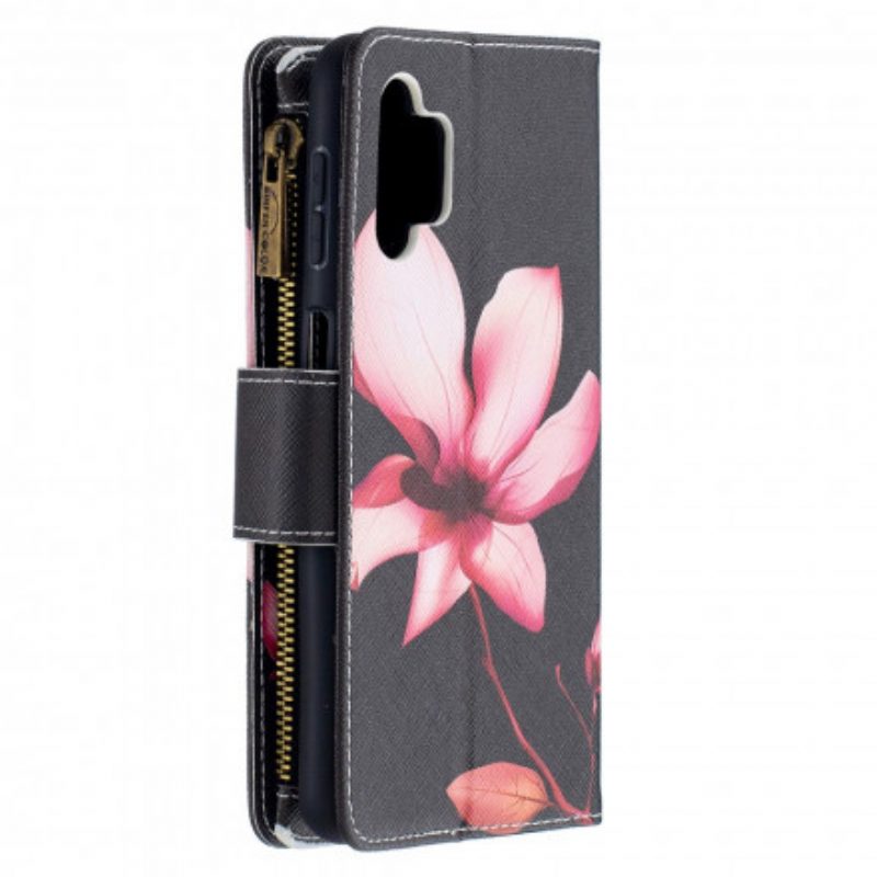 Custodia in pelle Samsung Galaxy A32 5G Tasca Con Zip A Fiore