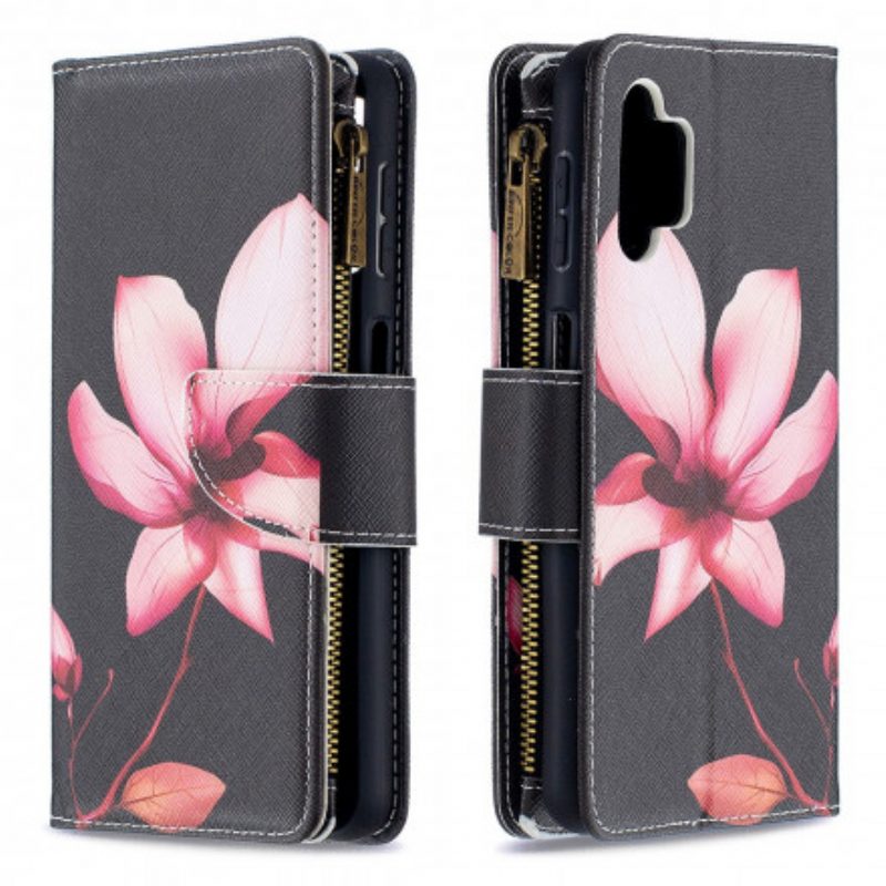 Custodia in pelle Samsung Galaxy A32 5G Tasca Con Zip A Fiore