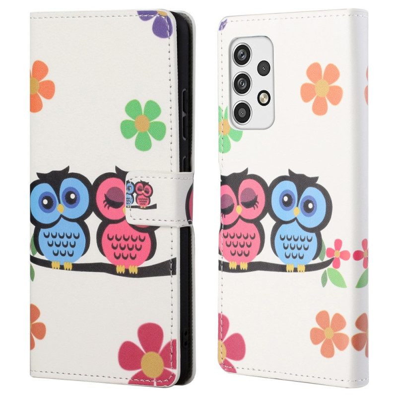 Folio Cover Samsung Galaxy A32 5G Coppia Di Gufi