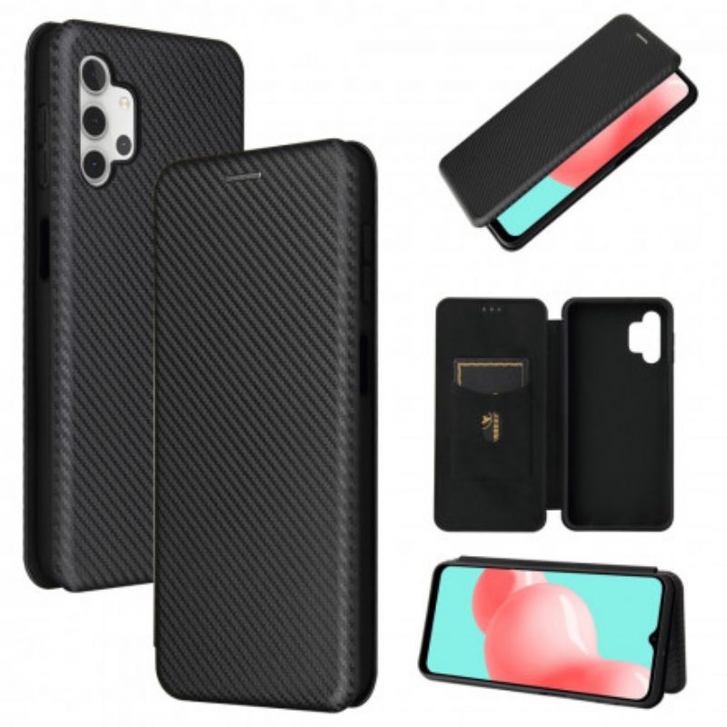 Folio Cover Samsung Galaxy A32 5G Custodia in pelle Fibra Di Carbonio