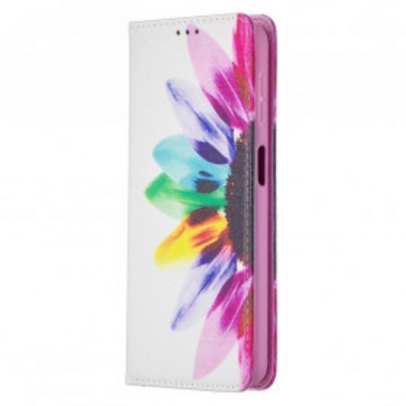 Folio Cover Samsung Galaxy A32 5G Custodia in pelle Fiore Dell'acquerello