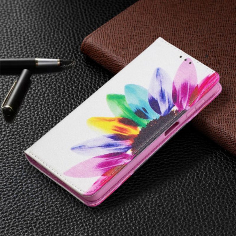 Folio Cover Samsung Galaxy A32 5G Custodia in pelle Fiore Dell'acquerello