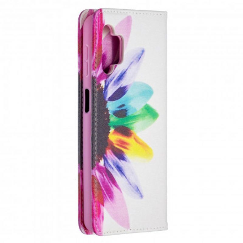 Folio Cover Samsung Galaxy A32 5G Custodia in pelle Fiore Dell'acquerello