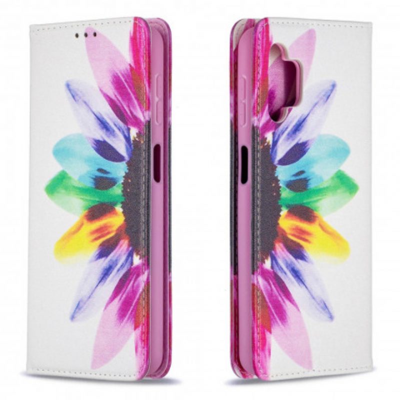 Folio Cover Samsung Galaxy A32 5G Custodia in pelle Fiore Dell'acquerello