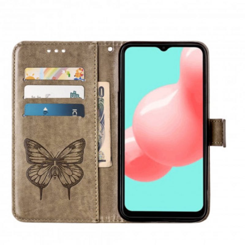 Folio Cover Samsung Galaxy A32 5G Design A Farfalla Con Cordino