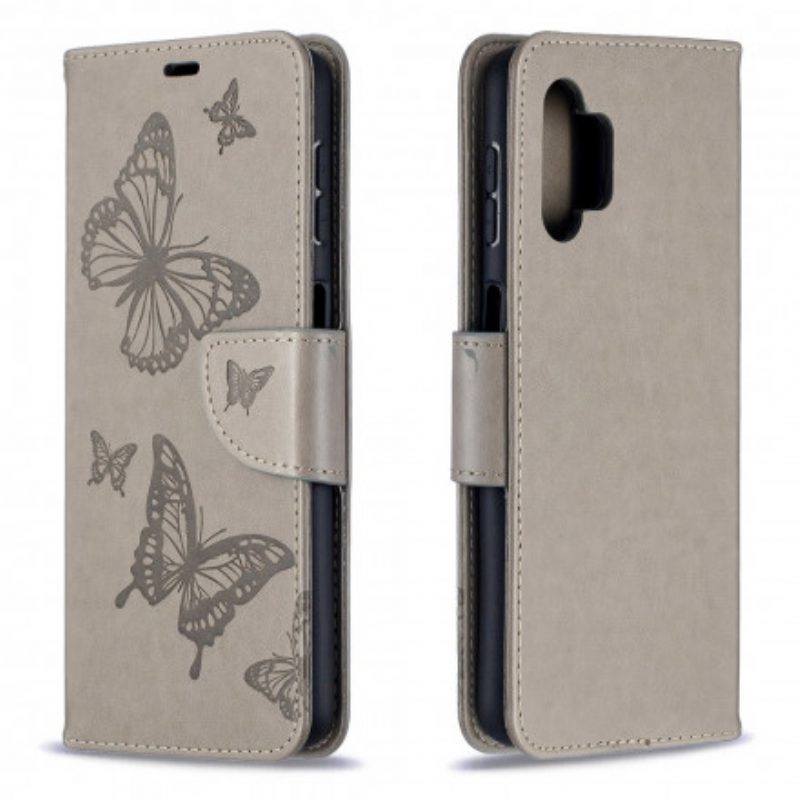 Folio Cover Samsung Galaxy A32 5G Farfalle In Volo Con Cordino