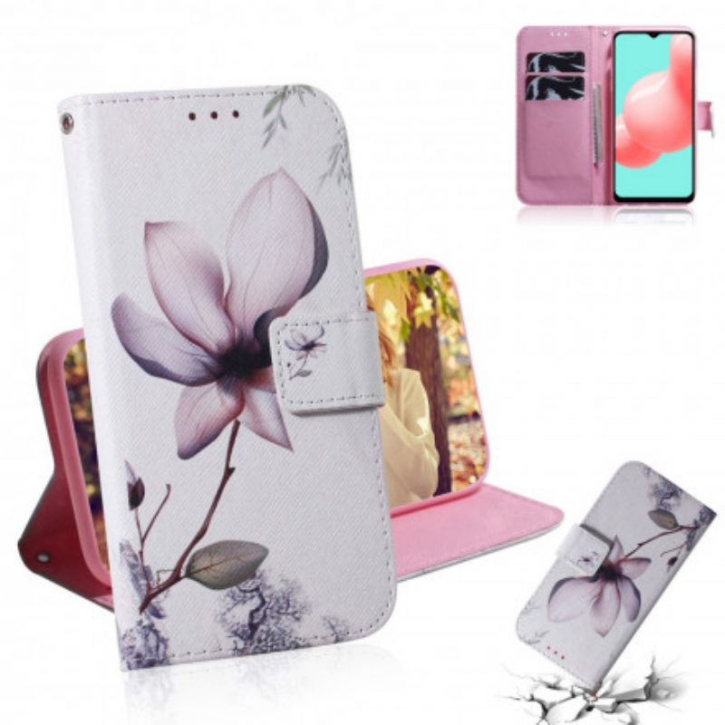 Folio Cover Samsung Galaxy A32 5G Fiore Rosa Polveroso