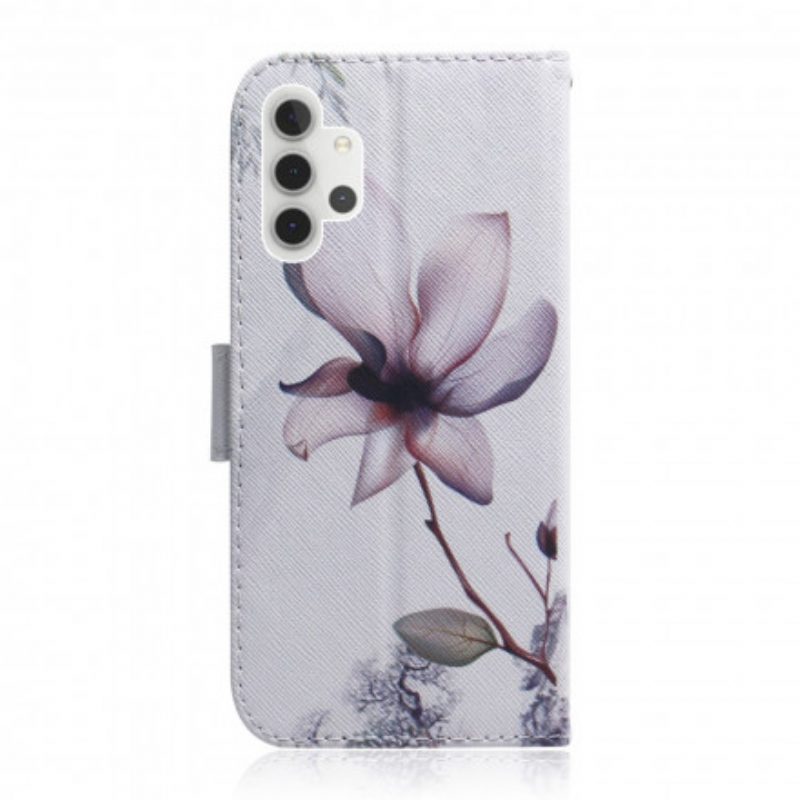 Folio Cover Samsung Galaxy A32 5G Fiore Rosa Polveroso