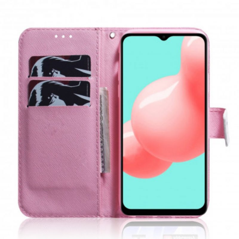 Folio Cover Samsung Galaxy A32 5G Fiore Rosa Polveroso