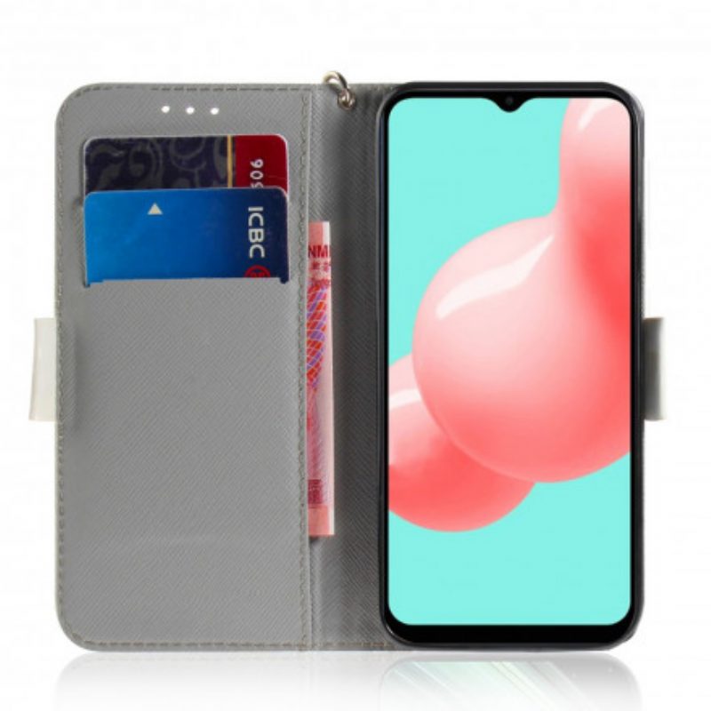 Folio Cover Samsung Galaxy A32 5G Pomodoro Sul Gatto Con Una Cinghia